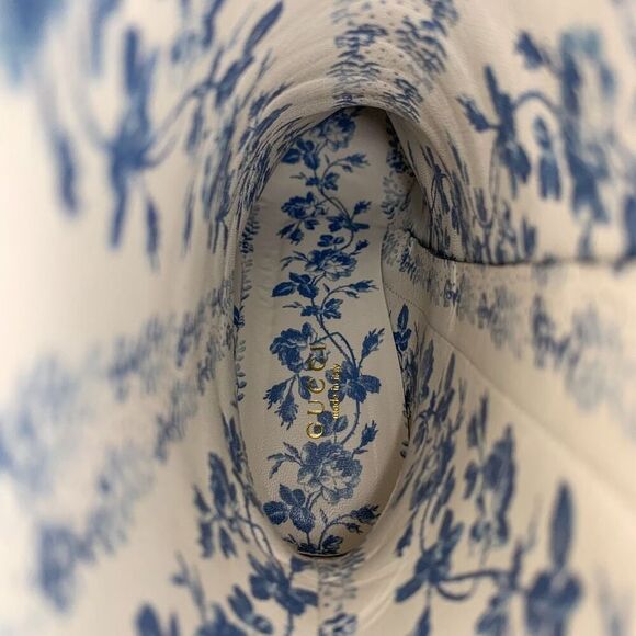 Gucci Quentin GG Cap Toe Ankle Boot EU 37 US 7 Black Leather Block High Heels - Picture 9 of 11